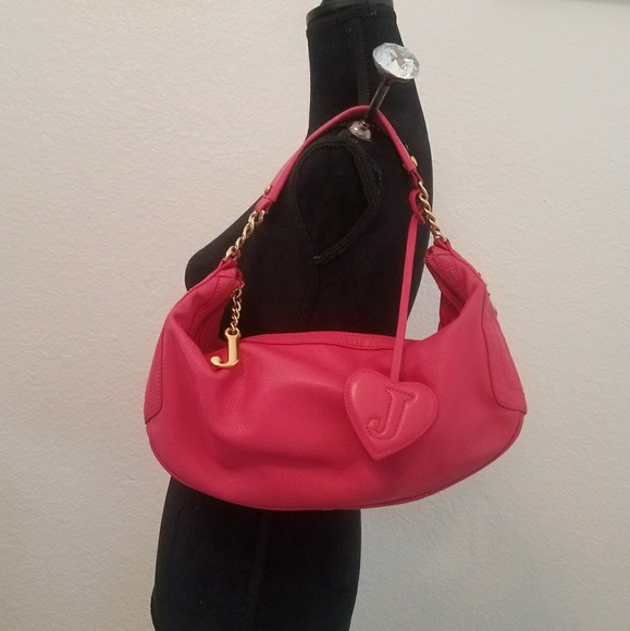 Juicy Couture Handbags - Vintage, leather, Juicy Couture pink purse.
